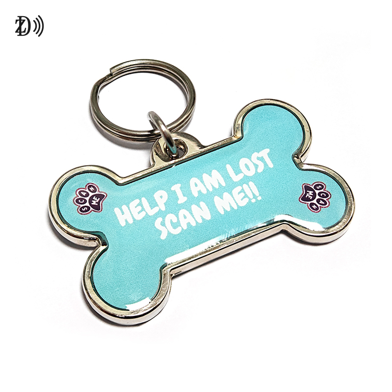 Bone Metal-Edge Epoxy Pet  id Tag