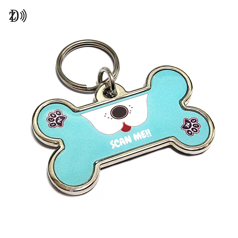 Bone Metal-Edge Epoxy Pet  id Tag